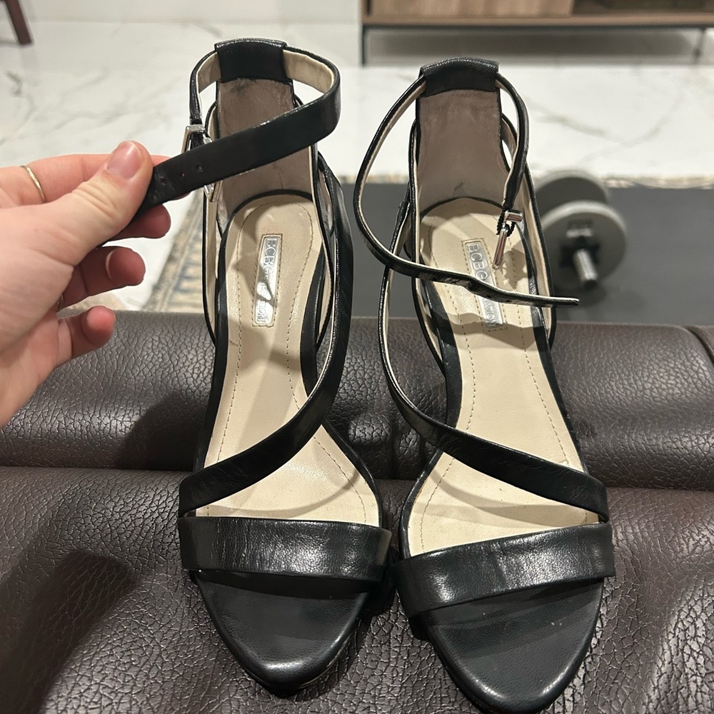 BCBGeneration Black Strappy Heels